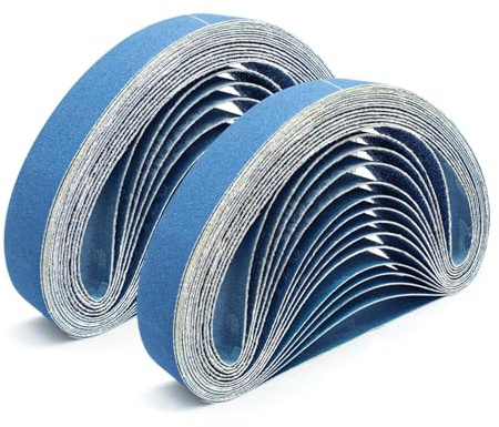 FEIHU 20 pièces Bandes abrasives au corindon de zirconium 30x533 mm. Pour ponceuse à bande,polissage métal,bois. Grain 60