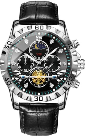 Reloj automático – Relojes de Trabajo Elegantes | Reloj mecánico Impermeable, Temporizador Personal Multifuncional para Uso Diario, Negro, Refer to Description, Unisex