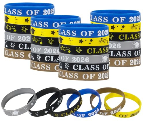 30Pcs Class of 2026 Wristbands, Silicone Graduation Bracelets Gifts Rubber Bracelets Grad Present for Students, Teachers, School Leavers, Graduates, Graduation Party Favors