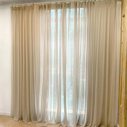 2 Panel Light Filtering Pinch Pleat Sheer Curtains,Sheer Vertical Blinds,Blinds for Windows Complete for Patio Sliding Glass Door,Lightweight Curtain for Living Dining Room A,W2.5m×H2.7m×2pcs