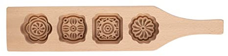 Brrnoo Non-Stick Wooden Moon Cake Mold for Mousse & Dessert - Flower Design Four Consecutive Model
