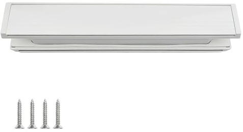 Keypak 12.83 (32.6cm) Slimline Door Letterplate – Fits 40–80mm UPVC, Composite & Timber Doors, White Frame & Flap, Adjustable Letter Box