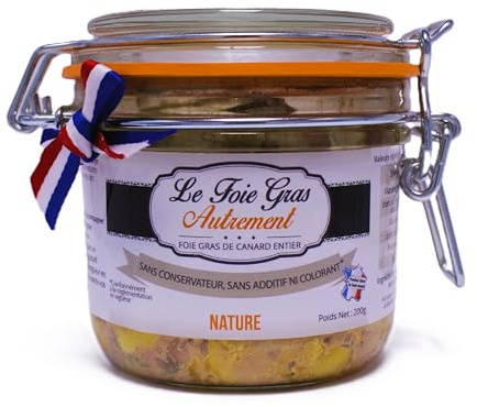 Französische entenleberpastete 200g glas – ganzes foie gras aus frankreich ohne zusatzstoffe und konservierungsstoffe – hausgemacht und handgemacht delikatesse | Natur Geschenkset 3 × 200 g