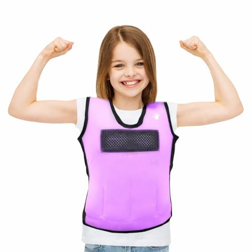 Weighted Sensory Compression Vest for Kids – Adjustable Calming Vest with Removable Weights – Purple (US, Alpha, Medium)