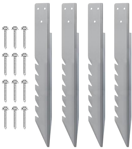 Estaca de Valla de jardín - 4 Piezas estacas de Metal Resistentes para fijación al Suelo de | Puntas antióxido con Tornillos para celosía de Granja, terraza, jardín y Estructura de Escalada