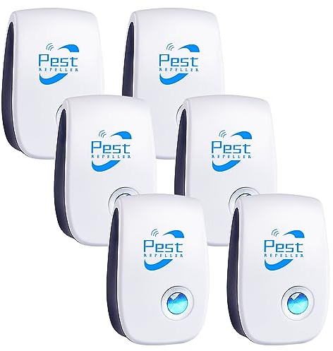 Répulsif Ultrason Anti-Rongeurs Insectes, 6 pcs Ultrason Anti Moustique Ultrason Souris et Rats, Intérieur Répulsif Électronique Insectes pour Souris, Rats Fourmis Araignées Moustiques