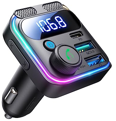 JOYROOM 81W Bluetooth 5.4 Adapter Auto,【45W PD & Bass Hi-Fi 】 FM Transmitter Auto Bluetooth, Dual-Mikrofon & Freisprechanlage FM Sender für iPhone 17/Samsung S26