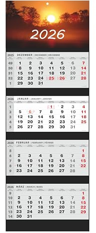 JAROGRAF Calendrier de bureau combiné 4 mois 2026 Grand calendrier mural (est)