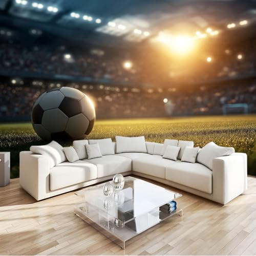 Multicolor Papel Pintado Tema Deportivo 300 X 210 Cm Campo Césped Fútbol Fotomurale 3D, Fotomurales Pared Tejido No Tejido Murales Fotográfico - Moderno Decoración De Paredes