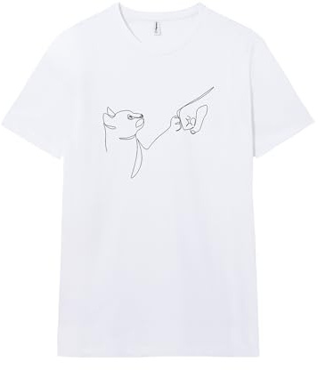 Pampling Camiseta de Manga Corta, 100% Algodón, Ropa Unisex para Hombre y Mujer, Serigrafiada con Cuello Redondo y Corte Recto, Color Negro o Blanco (Paw Five)