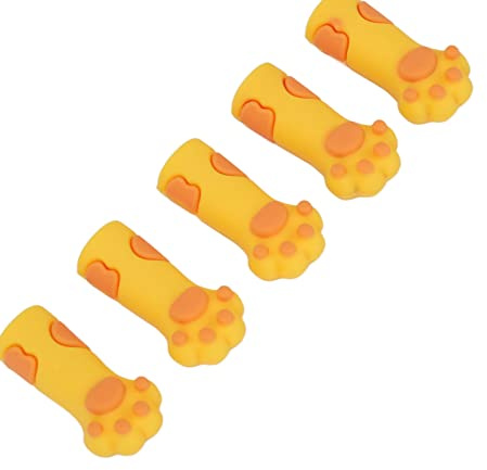 KIMISS 5 Pièces Protecteur de Couverture de Ciseaux à Cuticules en Silicone en Forme de Patte de Chat-manchon de Protection Souple pour Coupe-Ongles et Ongles, Pinces et Pinces à épiler (YELLOW)