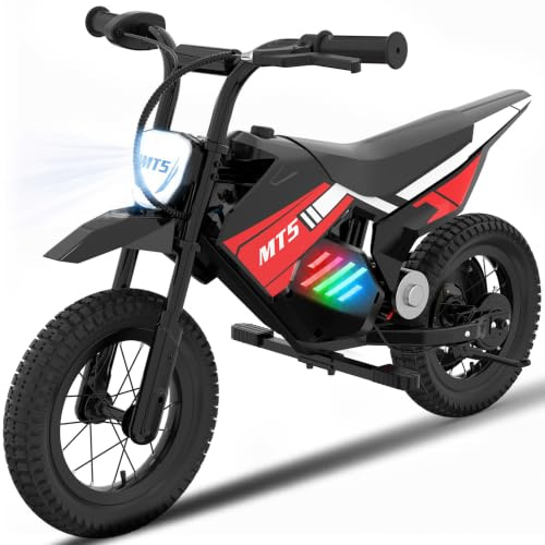 MEGA MOTION PRO MT5 Elektromotorrad für Kinder mit 150-W-Motor, Geschwindigkeiten 8/16 km/h, Einer Reichweite bis 15 km und 12 Zoll Luftreifen, Motocross für Kinder