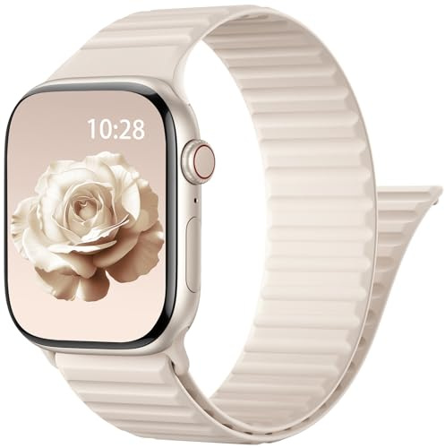 Magnetic Silicone Sport Strap Compatible with Apple Watch Straps Women Men | Waterproof,Soft and Breathable Band 38mm 40mm 41mm 42mm 44mm 45mm 46mm 49mm for iWatch Series 11 10 9 8 7 6 5 4 SE Ultra 3 2