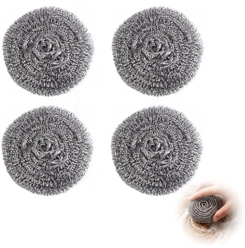 QiaoLiangYao 4 Pack Kettle Descaler Balls - Premium Stainless Steel Limescale Remover Balls for Kettles & Pots - Heavy Duty Cleaning Wire Scrubber - Prevents Furring & Removes Burnt Marks