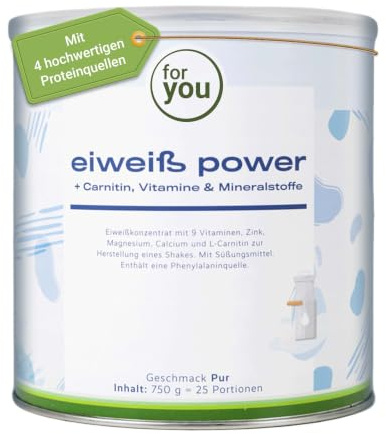 for you Power Eiweiß Pur 750 g – Mehrkomponenten Eiweißpulver nach Dr. Strunz mit L-Carnitin | Protein Pulver aus Molke, Soja, Milch & Ei | Neutral & sehr gut löslich