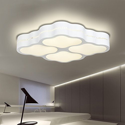 Eurohandisplay LED Deckenleuchte 2025-4 Acryl-Schirm Wolken Design, extra dünn 8,5cm mit Fernbedienung Lichtfarbe/Helligkeit einstellbar (2025-4) LED Wohnzimmerleuchte Kronleuchte Pendelleuchte Deck