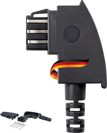 SCHWAIGER TST4211 533 Telefon Stecker TAE-F Adapter Anschluss Telefonadapter Router Schnellbaustecker ohne Löten mit Knickschutz schwarz