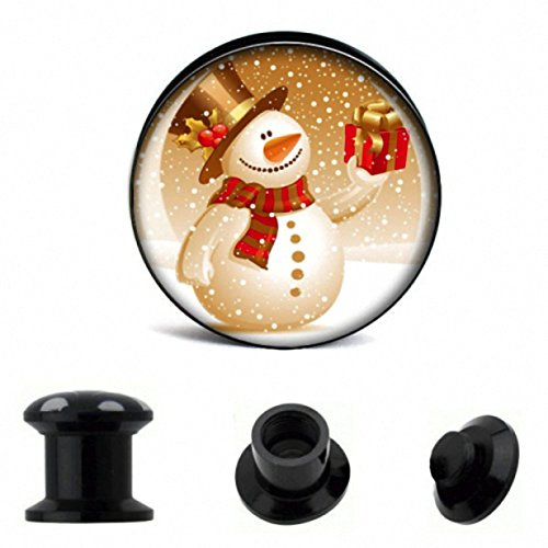 Piercingfaktor Ohr Plug Flesh Tunnel Piercing Ohrpiercing Picture Weihnachts Motiv Schneemann Geschenk