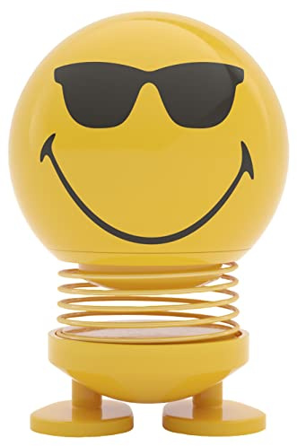 Hoptimist Smiley Cool Wackelfigur & Glücksbringer, Deko Skandinavisch, Wohnzimmer & Schreibtisch Deko, Büro Gadgets, Tolle Kleine Geschenke, 4,5 x 5,6 x 6,6 cm, Small, Gelb
