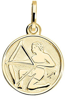 My Gold Damen Kinder Anhänger Sternzeichen Gold 333 (Ohne Kette) Echtes Gelbgold (8 Karat) Ø 12mm Mini Rund Tierkreiszeichen Zodiac round