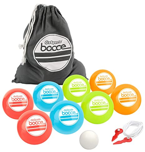 GoSports 90 mm Soft Bocce Set Includes 8 Weighted Balls, Pallino and Case, Play Indoors or Outdoors