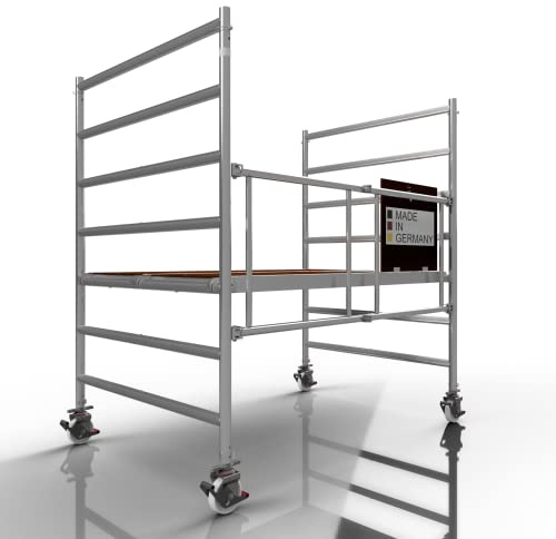 Profigerüst: ALTEC AluKlik 2.0 XXL, Arbeitshöhe 3m - 14m, 135cm Breite, TÜV, Made in Germany, 25cm höhenv. Ø150mm Rollen, Alu Gerüst Rollgerüst Fahrgerüst Baugerüst Faltgerüst (3 m)
