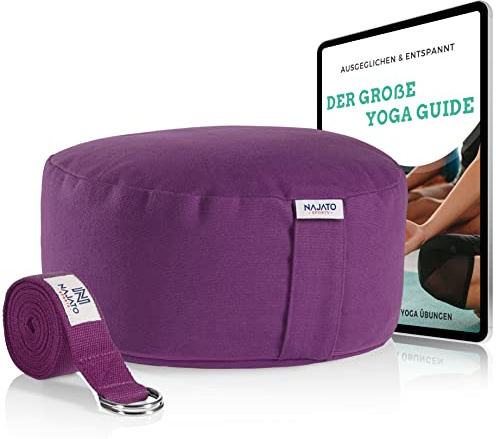 NAJATO Sports Meditationskissen | Yogakissen, Yogagurt & E-Book (PDF Datei)