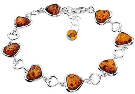 Armband - Herz - Silber 925/000 mit Bernstein