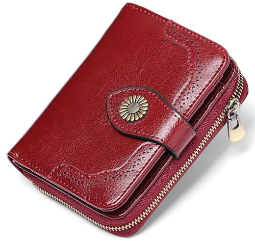 SENDEFN Leather Purses for Women, RFID Blocking Small Wallets for Women, Ladies Purse with Multiple Card Slots and Zipper Compartment