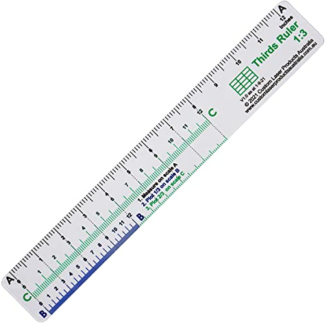 CLPA 30,5 cm transparentes Drittellineal aus Kunststoff für perfekte mathematische Anwendung der Drittelregel bis zu 30,5 cm, ermöglicht perfekte Proportionen und geometrisches und künstlerisches