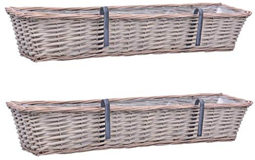 Tidyard 2 STK. Blumenkasten Balkonkasten Pflanzkübel Pflanzkasten Blumentopf Blumenkübel Pflanzgefäß Weide mit PE-Auskleidung 80 cm