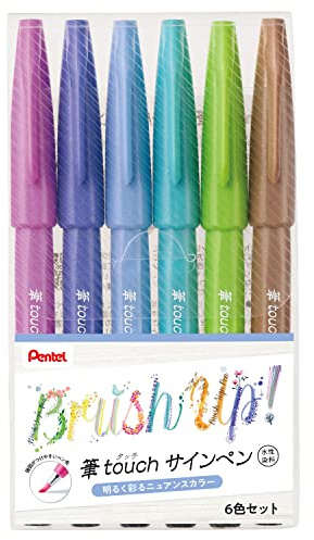 Pentel Brush Touch Sign-Stift, Set mit 6 Farben