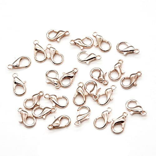 50 Stück 10/12/14/16/18 mm Karabinerhaken aus Metall zum Selbermachen von Halsketten und Armbändern, Modeschmuckzubehör, Roségold, 18 x 9 mm