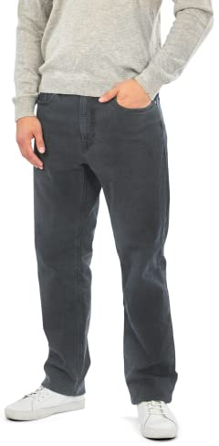 Mill&Tailor termojeans för män blå I rak passform I bekväma jeans herr I bomullsbyxor I termobyxor vinter I herrbyxor med foder I affärs- och fritidsbyxor, GRÅ, 50