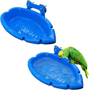 CiCixixi 2 Stück Vogel Dusche, Papagei Käfig Zubehör Badewanne Vogelbad Futternapf für Wellensittiche/Kanarienvögel für Wellensittich Nymphensittich Sittich Fink （Blau）