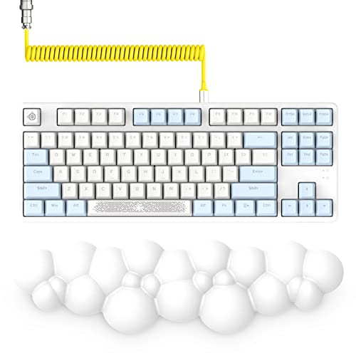 A.JAZZ AK873-75% Wired Gaming Keyboard - Hot Replaceable Blue Switch Mechanical Keyboard TKL 80% - LIGHTSYNC RGB & Coiled Keyboard Cable & Keyboard Palm Rest - Removable Magnetic Top