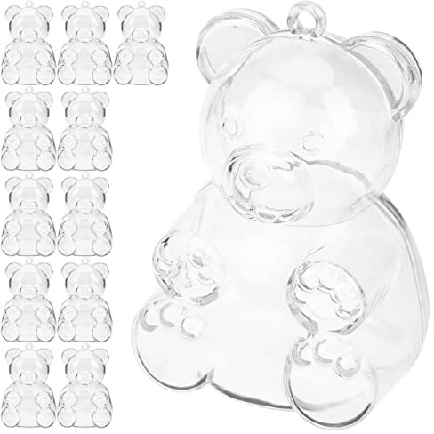 Toyvian Bear Shaped Candy Box - 12Pcs Clear Wedding Candy Container for Party Favors Birthdays Baby Showers & Festivals
