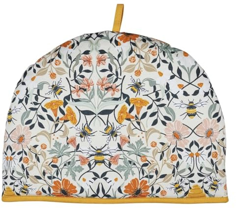 Ulster Weavers - Teewärmer Hummel (35 x 35 cm) - 100% Baumwolle - Floral Teekanne Stövchen mit Honigbiene - Bee Tea Cozy in Gelb - Bienengeschenke - Bee Küchenzubehör - Gelber Teewärmer mit Biene