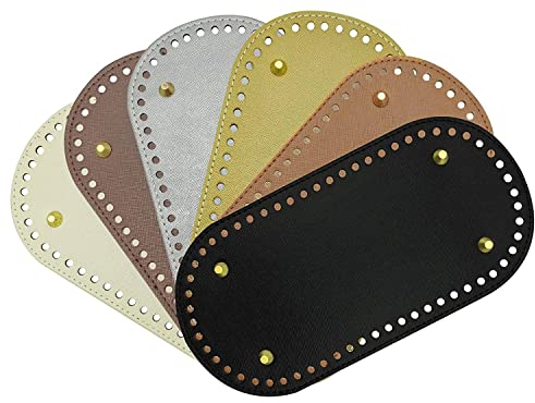 Hopbucan 6Er-Pack PU-Leder-Taschenboden, Ovaler Brieftaschenboden für HäKeltaschenboden, HäKeltaschenknopfboden (25 X 12 cm, 6 Farben)