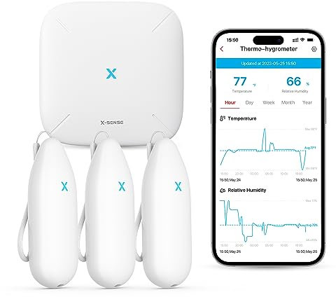 X-Sense Indoor Wi-Fi Thermometer Hygrometer, 3 Sensors & Base Station