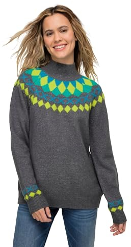 LAURASØN Suéter Noruego, patrón de Color, Cuello alzado, Manga Larga raglán Mezcla Gris XL 823063123-XL
