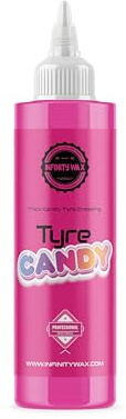 Infinity Wax Tyre Candy 250ml Glossy Water-Based Tyre Gel with Candy Fragrance, No Sling, Silicone-Free Tyre Dressing OEM Look Finish & Rubber Conditioning