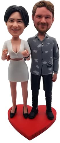 mydedor Pareja Bobblehead, las mejores figuras personalizadas para dos personas, escultura de retrato de pareja totalmente personalizada para aniversario, cumpleaños, boda