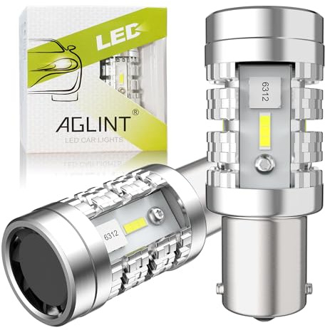 AGLINT P21W 1156 LED Bombilla CANBUS Anti-Hyper Flash 4SMD 12V BA15S 1141 7506 para Coche Marcha Atrás Luz,Luces Traseras,Diurnas Luz,Señal de Giro Luces 6500K Blanco 2X