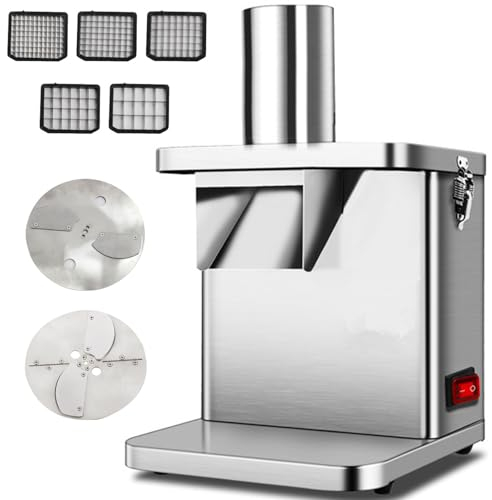 Rallador eléctrico de verduras, cortadora de verduras eléctrica comercial, máquina cortadora de verduras en cubitos con Cubitos/Rallados/Rebanados, Operación de un Solo Toque