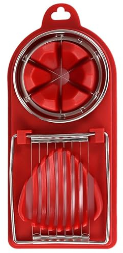 Coupe Oeuf Trancheuse à œufs multifonctionnelle deux en un, trancheuse à œufs domestique en acier inoxydable, outil de cuisine Coupe Oeufs Durs(Size:Red)