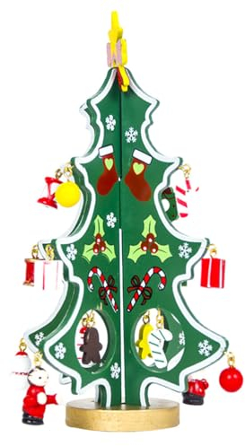 STOBAZA Kreativer Spleiß-Weihnachtsbaumschmuck Mini-Weihnachtsbaum Aus Holz Mit Doppeltem Einsatz Abnehmbarer Weihnachten Für Desktop-Dekoration Für Zuhause Party Festival Zubehör