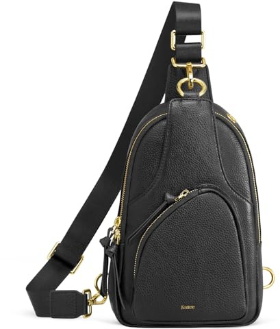 Kattee Sling Bag für Damen Gürteltasche aus Leder Kleine Brusttasche Umhängetasche mit RFID-Blockierung für Reisen und Outdoor | Gürteltasche aus genarbtem Rindsleder. Kleine Brusttasche mit RFID-Blockierung für Reisen