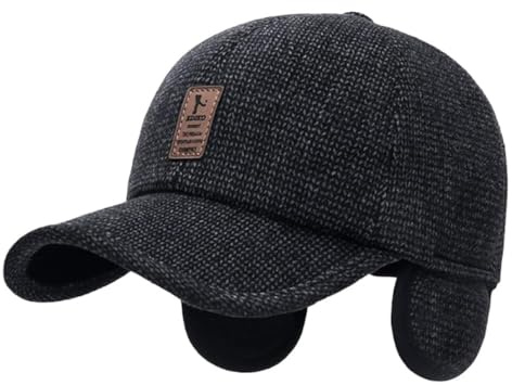Cysocool Casquette de Baseball d'hiver pour Hommes avec Cache-Oreilles Casquette Beret Dad Trucker en Laine Rétro Temps Froid Chapeau Chaud Chapeau Thermique Casquette à Visière avec Oreillettes