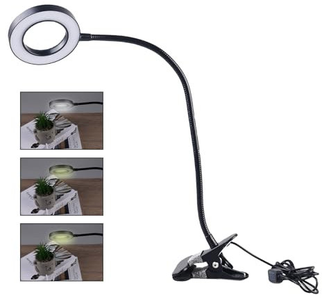 Lente d'ingrandimento con morsetto USB: lente d'ingrandimento con luce nera, 3 modalità di colore, lampada con lente d'ingrandimento regolabile, lampada da scrivania con lente d'ingrandimento per